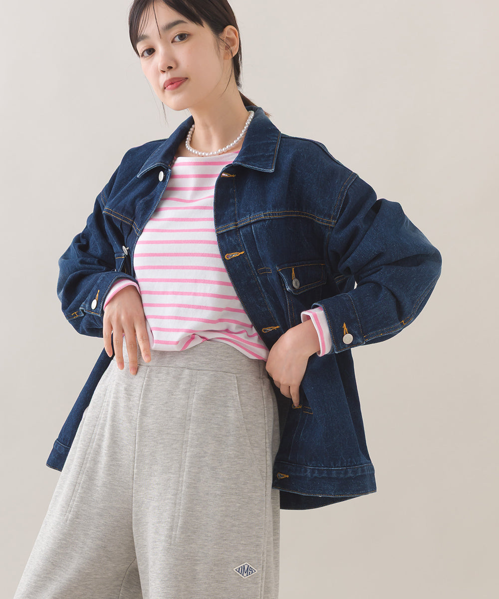 【OMNES】コットン長袖ボーダーTシャツ【253W427OMN048】