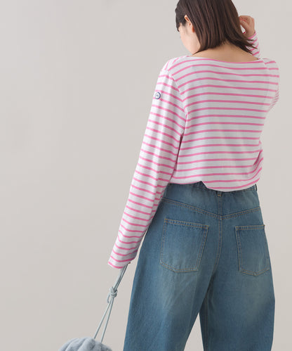 【OMNES】コットン長袖ボーダーTシャツ【253W427OMN048】