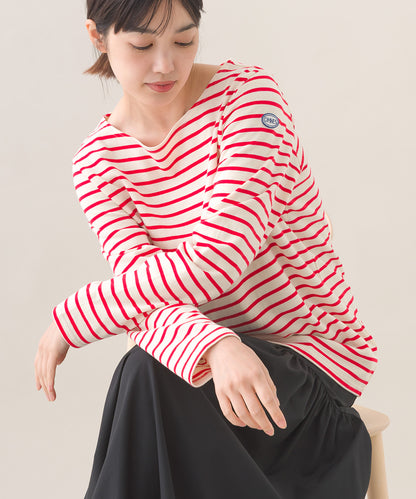 【OMNES】コットン長袖ボーダーTシャツ【253W427OMN048】