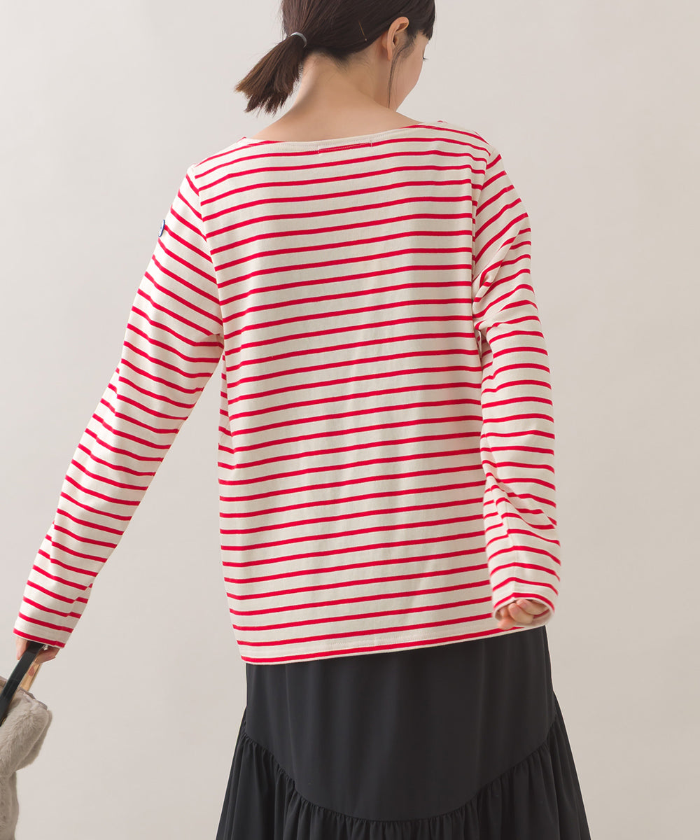 【OMNES】コットン長袖ボーダーTシャツ【253W427OMN048】