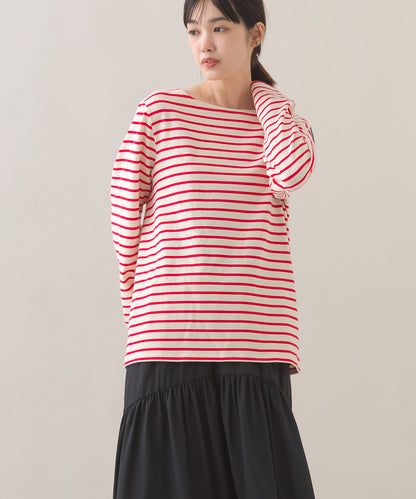 【OMNES】コットン長袖ボーダーTシャツ【253W427OMN048】