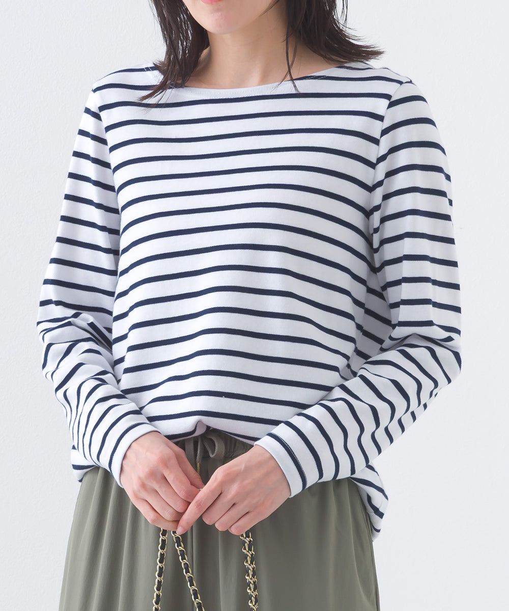 【OMNES】コットン長袖ボーダーTシャツ【253W427OMN048】