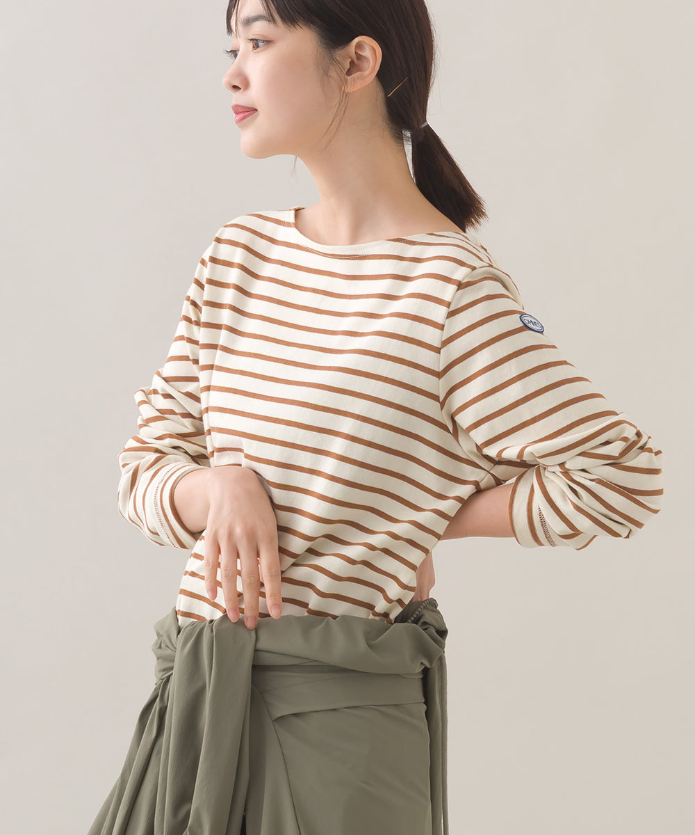 【OMNES】コットン長袖ボーダーTシャツ【253W427OMN048】