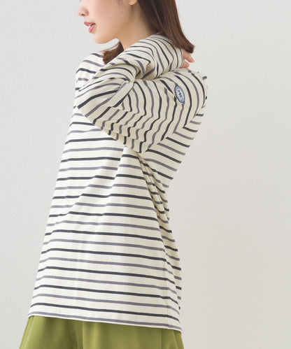 【OMNES】コットン長袖ボーダーTシャツ【253W427OMN048】