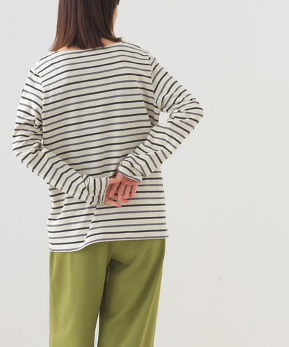 【OMNES】コットン長袖ボーダーTシャツ【253W427OMN048】