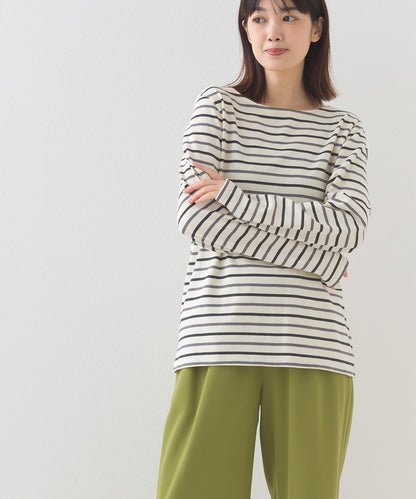 【OMNES】コットン長袖ボーダーTシャツ【253W427OMN048】