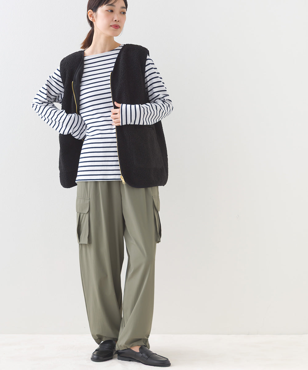 【OMNES】コットン長袖ボーダーTシャツ【253W427OMN048】