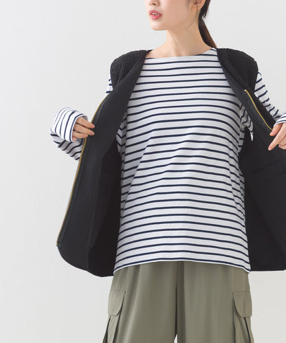 【OMNES】コットン長袖ボーダーTシャツ【253W427OMN048】