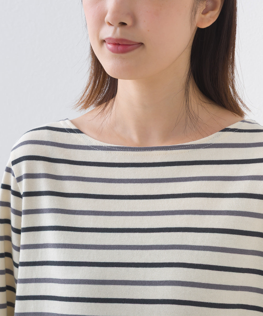 【OMNES】コットン長袖ボーダーTシャツ【253W427OMN048】