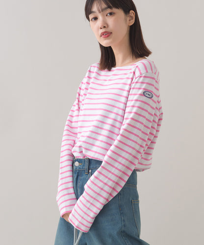 【OMNES】コットン長袖ボーダーTシャツ【253W427OMN048】