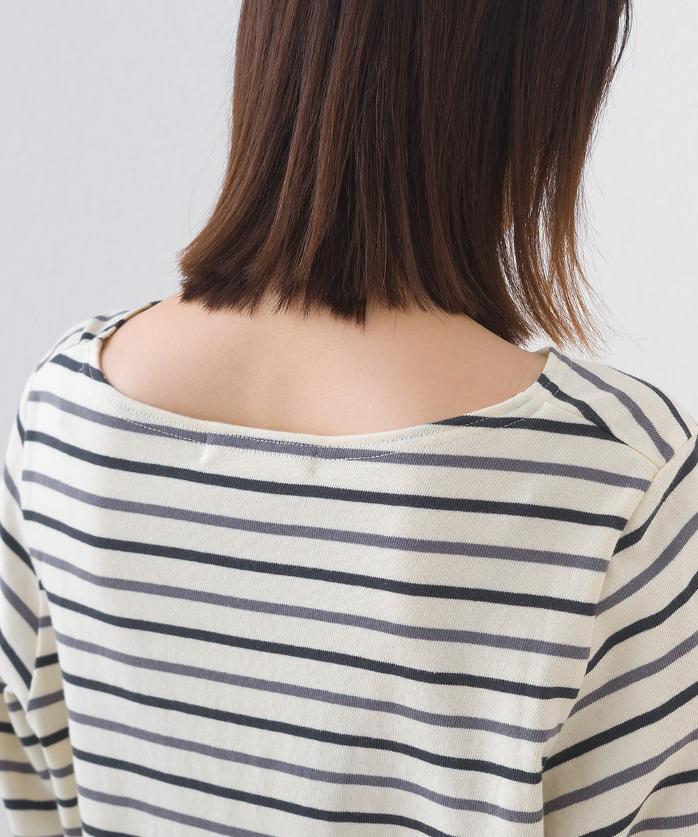 【OMNES】コットン長袖ボーダーTシャツ【253W427OMN048】