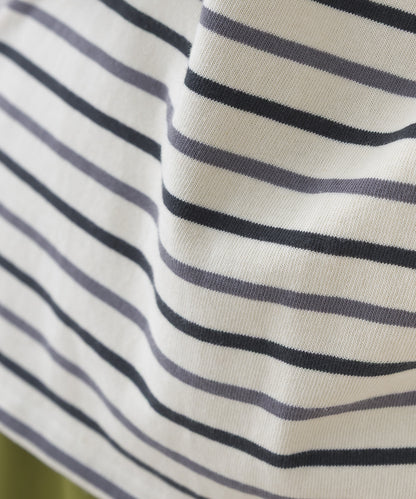 【OMNES】コットン長袖ボーダーTシャツ【253W427OMN048】