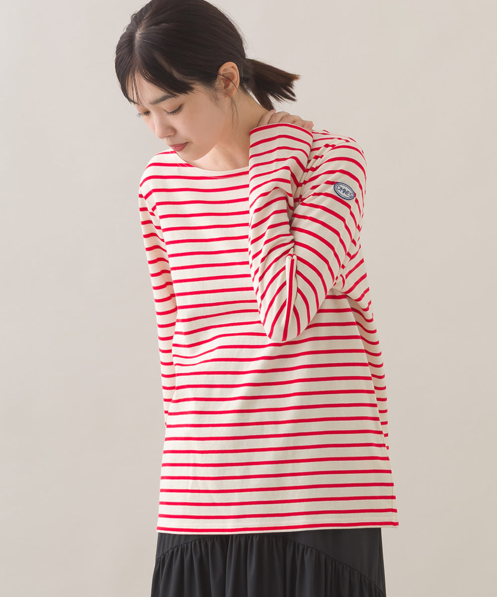 【OMNES】コットン長袖ボーダーTシャツ【253W427OMN048】