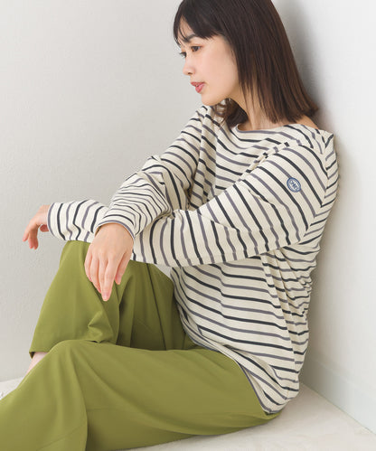 【OMNES】コットン長袖ボーダーTシャツ【253W427OMN048】