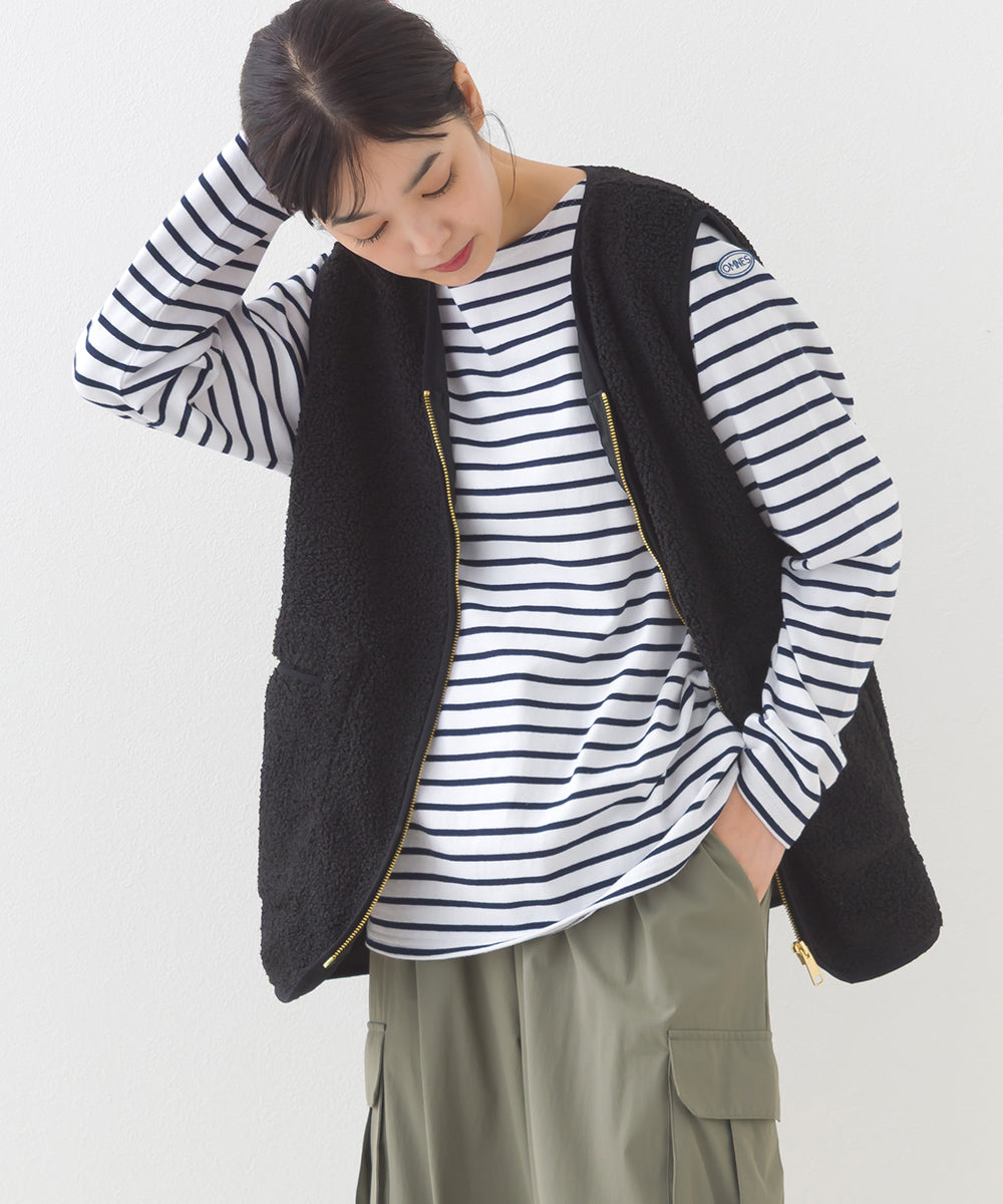 【OMNES】コットン長袖ボーダーTシャツ【253W427OMN048】