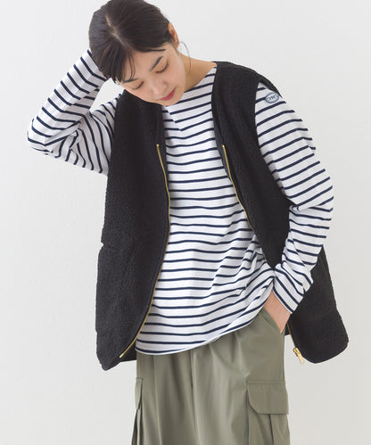 【OMNES】コットン長袖ボーダーTシャツ【253W427OMN048】