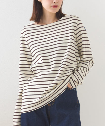 【OMNES】コットン長袖ボーダーTシャツ【253W427OMN048】