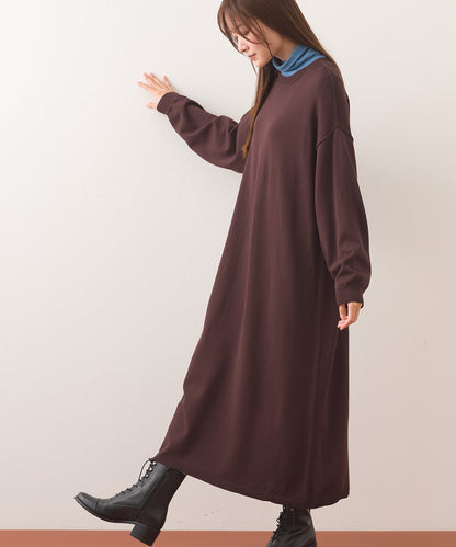 【OMNES】ハイゲージクルーネックリンキングニットロングワンピース【253W427OMN052】