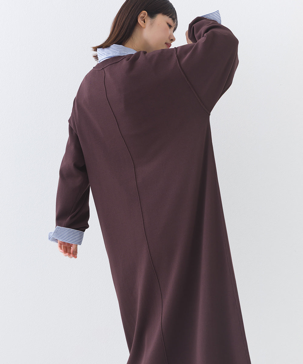 【OMNES】ハイゲージクルーネックリンキングニットロングワンピース【253W427OMN052】