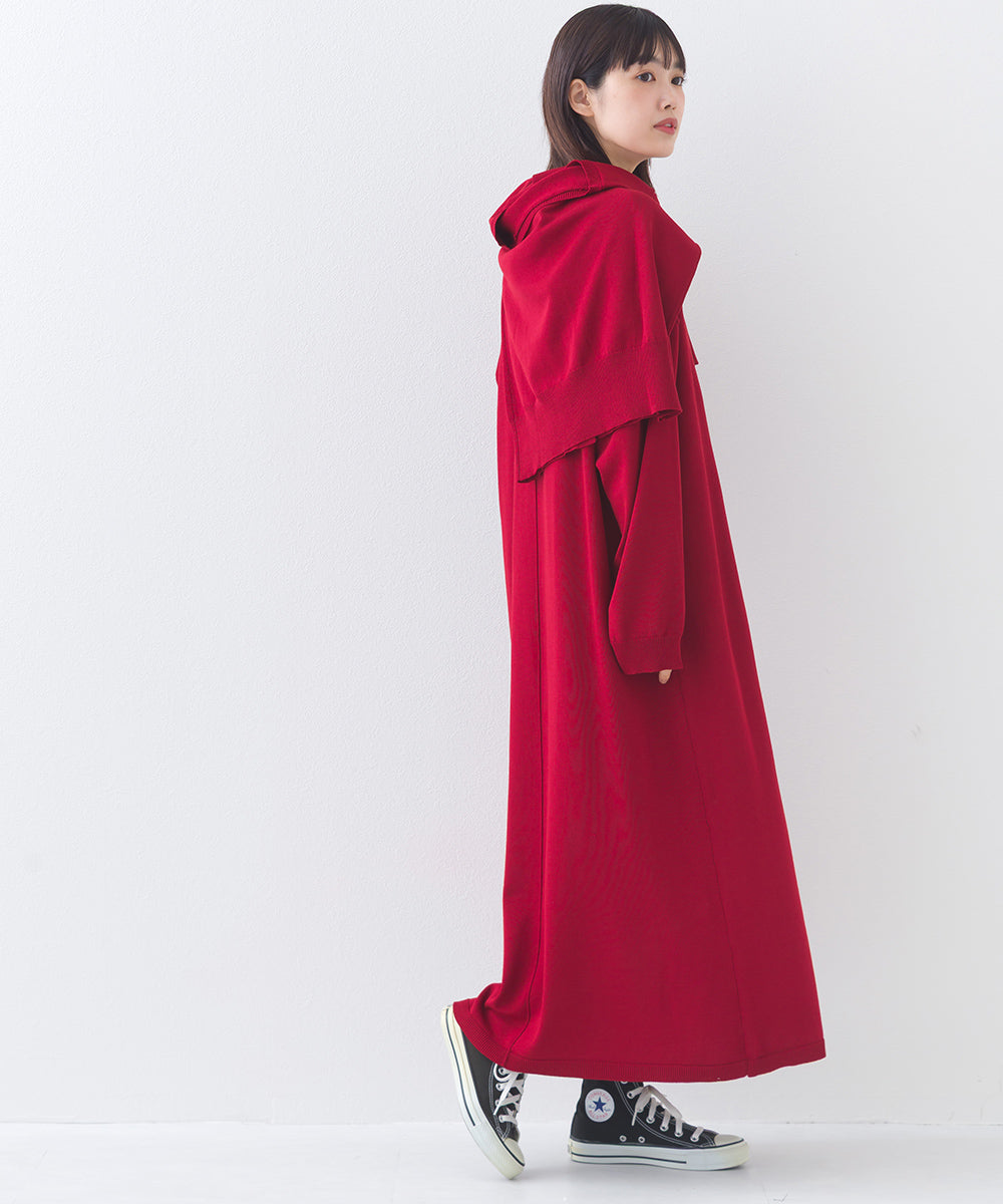 【OMNES】ハイゲージクルーネックリンキングニットロングワンピース【253W427OMN052】