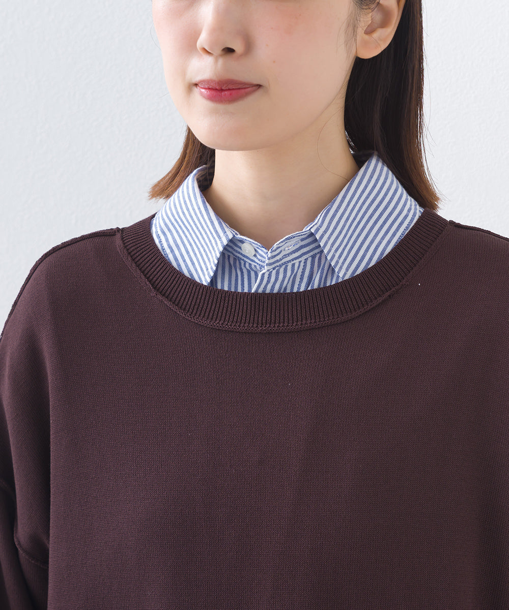 【OMNES】ハイゲージクルーネックリンキングニットロングワンピース【253W427OMN052】