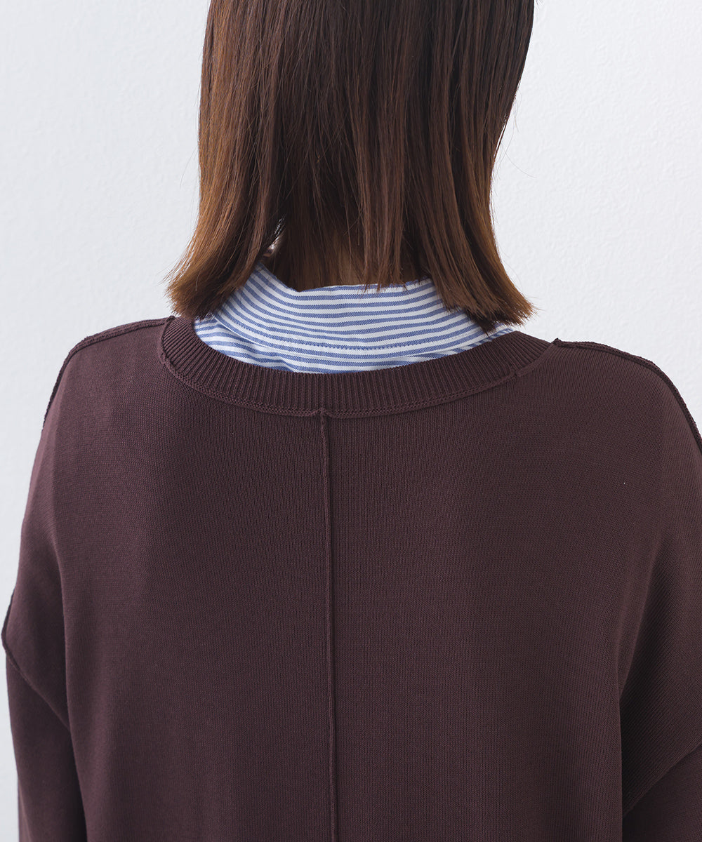 【OMNES】ハイゲージクルーネックリンキングニットロングワンピース【253W427OMN052】