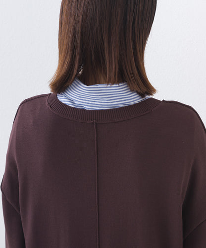 【OMNES】ハイゲージクルーネックリンキングニットロングワンピース【253W427OMN052】