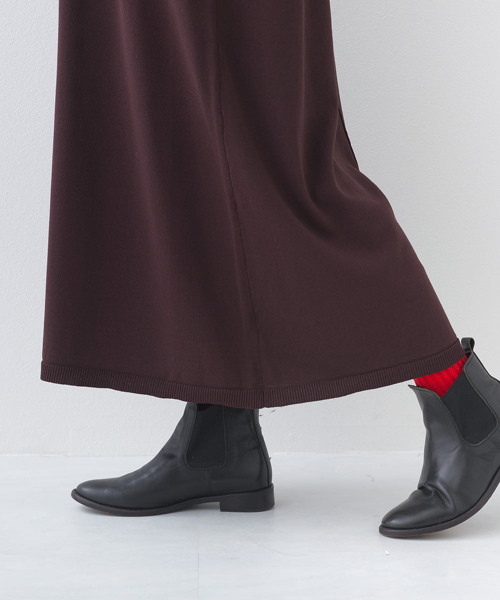 【OMNES】ハイゲージクルーネックリンキングニットロングワンピース【253W427OMN052】