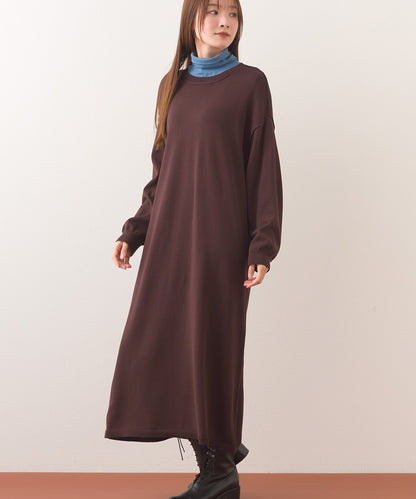 【OMNES】ハイゲージクルーネックリンキングニットロングワンピース【253W427OMN052】