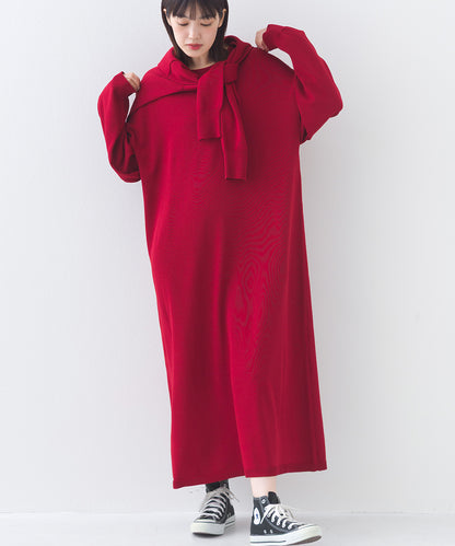 【OMNES】ハイゲージクルーネックリンキングニットロングワンピース【253W427OMN052】