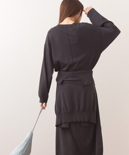 【OMNES】ハイゲージクルーネックリンキングニットロングワンピース【253W427OMN052】