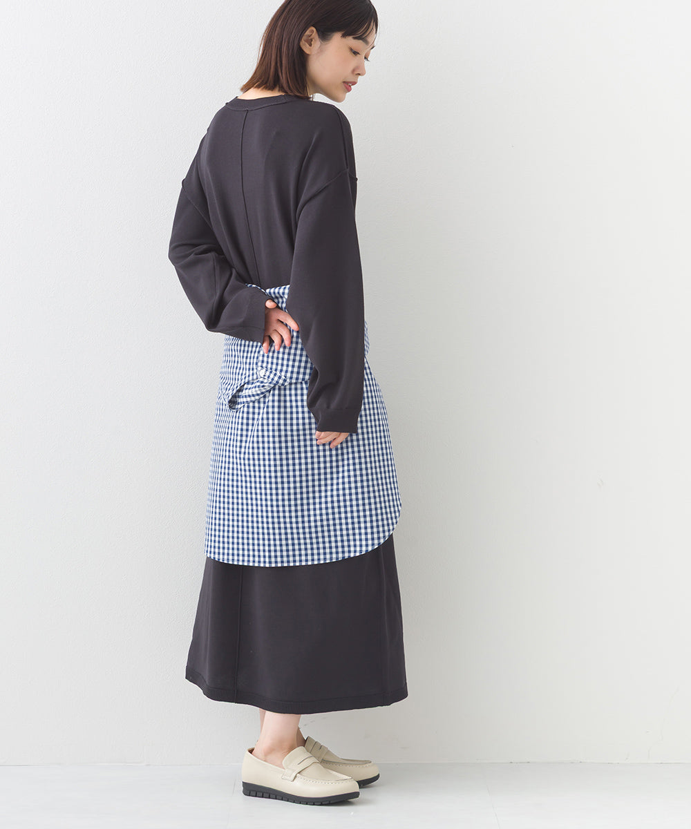 【OMNES】ハイゲージクルーネックリンキングニットロングワンピース【253W427OMN052】