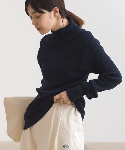 【OMNES】ランダムテレコタートルネック袖くしゅくしゅ長袖ニット【253W427OMN058】