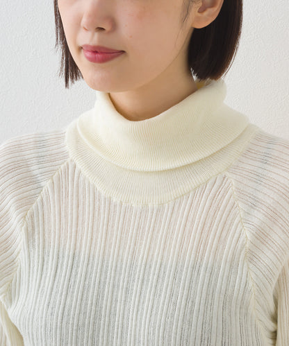 【OMNES】ランダムテレコタートルネック袖くしゅくしゅ長袖ニット【253W427OMN058】