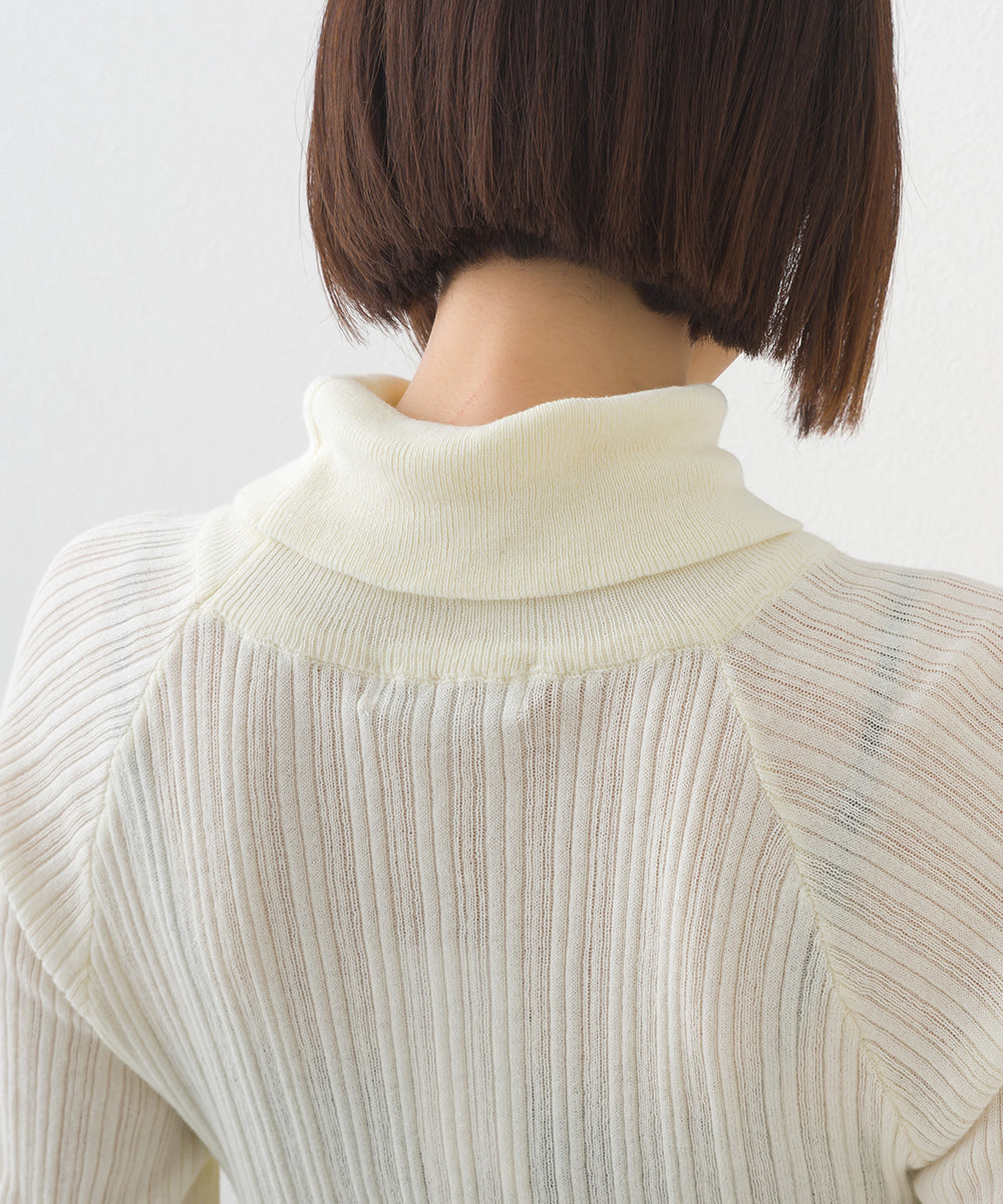【OMNES】ランダムテレコタートルネック袖くしゅくしゅ長袖ニット【253W427OMN058】