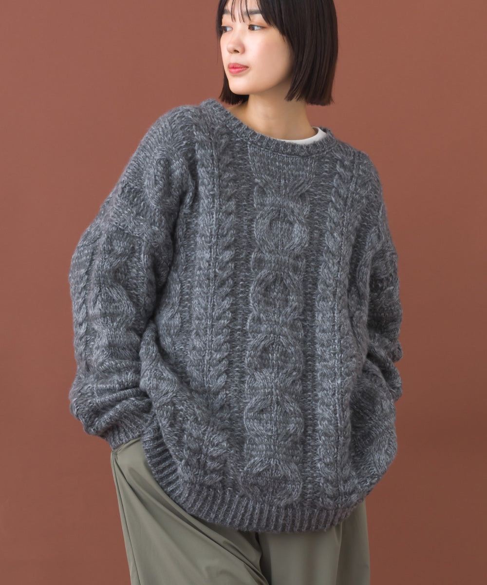 【OMNES】ローゲージアラン編オーバーシルエットニットプルオーバー【253W427OMN059】