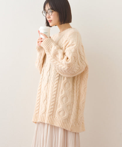 【OMNES】ローゲージアラン編オーバーシルエットニットプルオーバー【253W427OMN059】