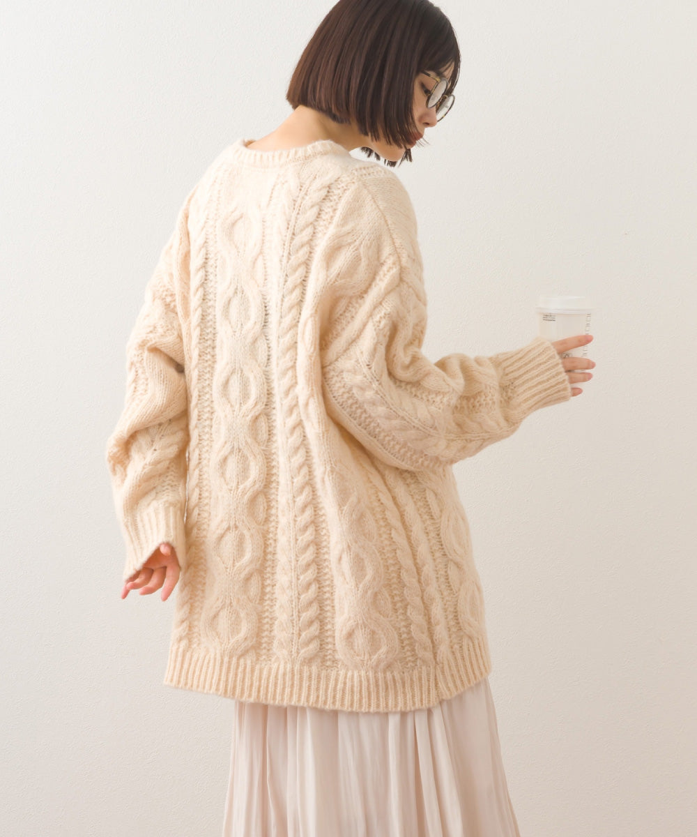 【OMNES】ローゲージアラン編オーバーシルエットニットプルオーバー【253W427OMN059】