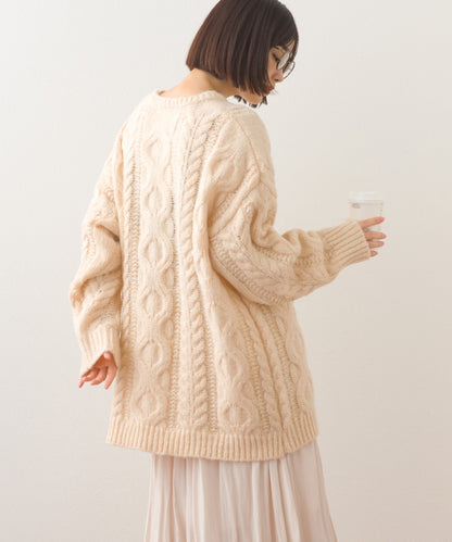 【OMNES】ローゲージアラン編オーバーシルエットニットプルオーバー【253W427OMN059】