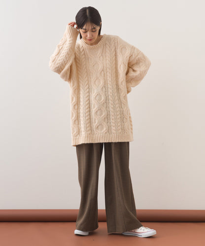 【OMNES】ローゲージアラン編オーバーシルエットニットプルオーバー【253W427OMN059】