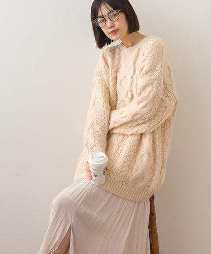 【OMNES】ローゲージアラン編オーバーシルエットニットプルオーバー【253W427OMN059】