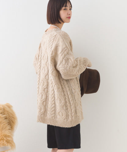 【OMNES】ローゲージアラン編オーバーシルエットニットプルオーバー【253W427OMN059】