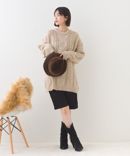 【OMNES】ローゲージアラン編オーバーシルエットニットプルオーバー【253W427OMN059】