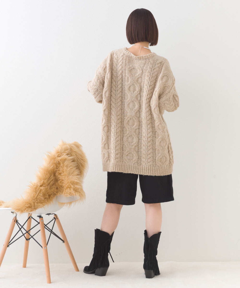 【OMNES】ローゲージアラン編オーバーシルエットニットプルオーバー【253W427OMN059】