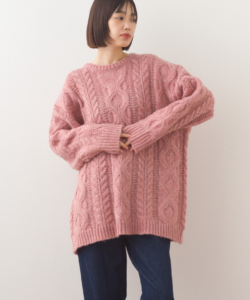 【OMNES】ローゲージアラン編オーバーシルエットニットプルオーバー【253W427OMN059】