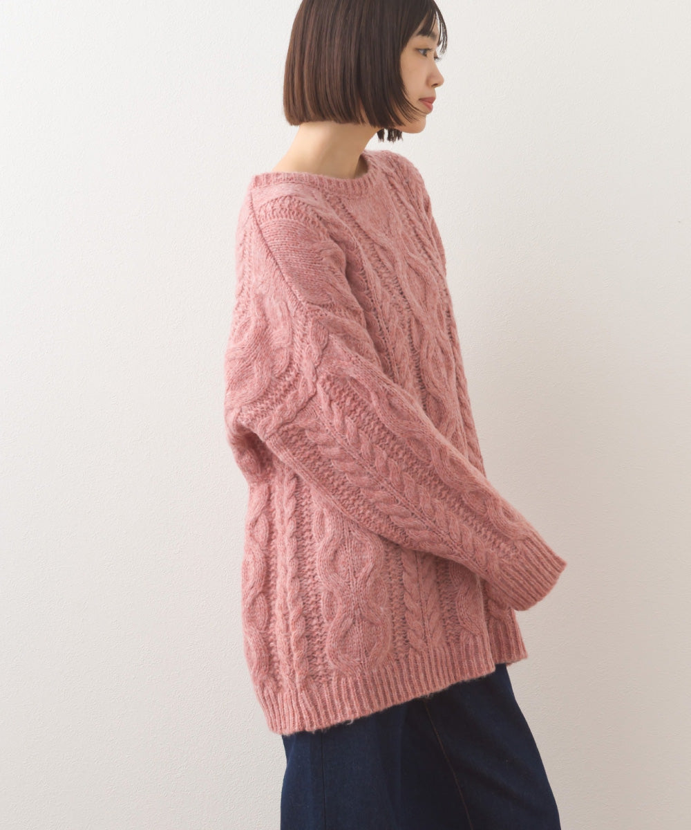 【OMNES】ローゲージアラン編オーバーシルエットニットプルオーバー【253W427OMN059】