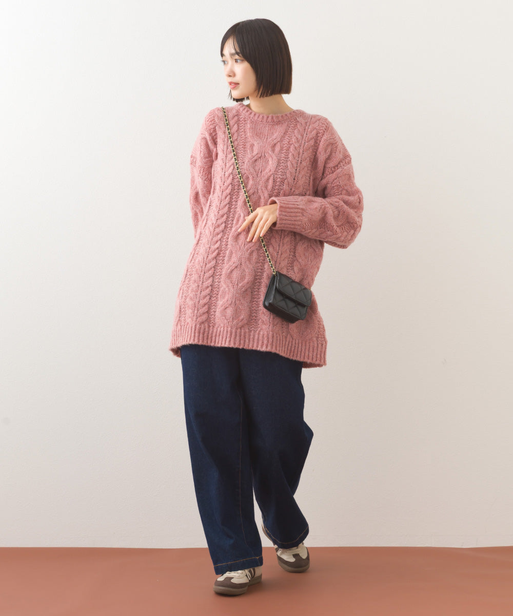 【OMNES】ローゲージアラン編オーバーシルエットニットプルオーバー【253W427OMN059】