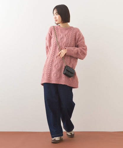 【OMNES】ローゲージアラン編オーバーシルエットニットプルオーバー【253W427OMN059】