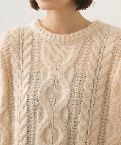 【OMNES】ローゲージアラン編オーバーシルエットニットプルオーバー【253W427OMN059】