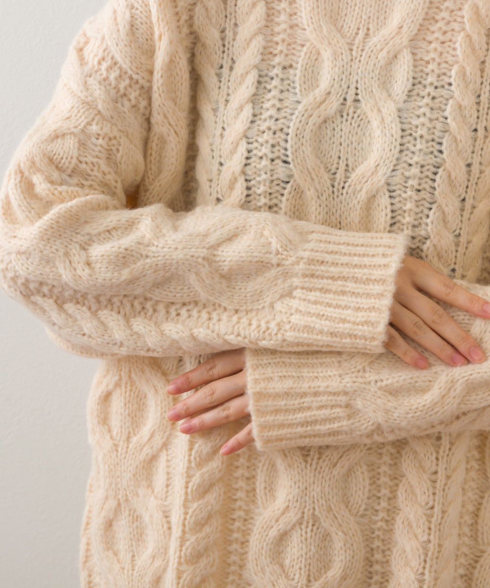 【OMNES】ローゲージアラン編オーバーシルエットニットプルオーバー【253W427OMN059】